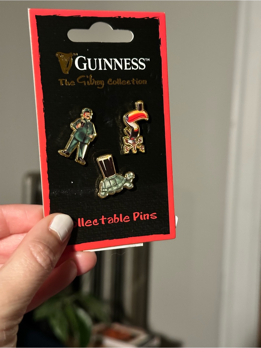 Guinness Enamel Pin Trio in Black, Gold & Red Accents